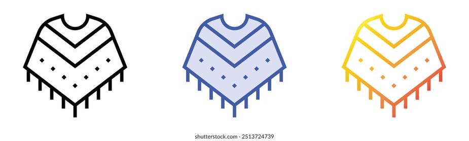 poncho icon. Linear, Blue Fill and Gradient Style Design Isolated On White Background