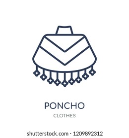 Poncho icon. Poncho linear symbol design from Clothes collection. Simple outline element vector illustration on white background.