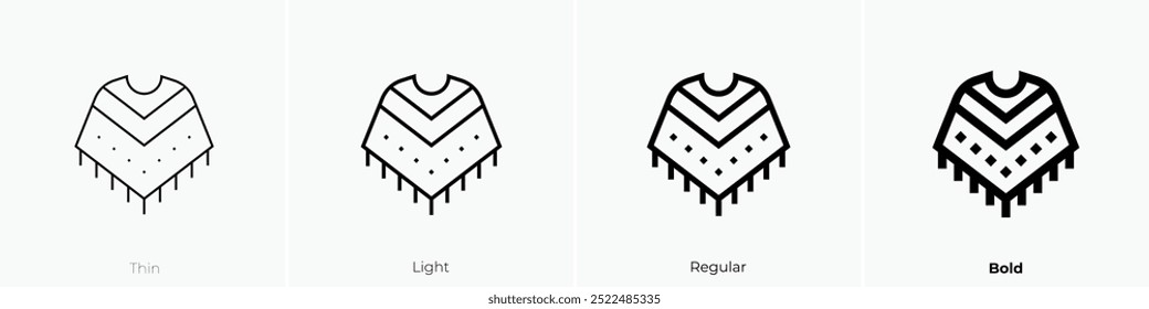 poncho icon. Thin, Light Regular And Bold style design isolated on white background