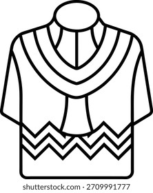 Poncho icon vector graphic. Use this minimal line art illustration for apparel design, traditional clothing websites, cultural projects, or creative designs.