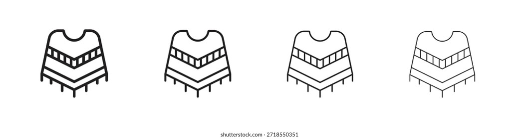 Iconos del poncho, conjunto de iconos lineales. Iconos lineales negros de la palma