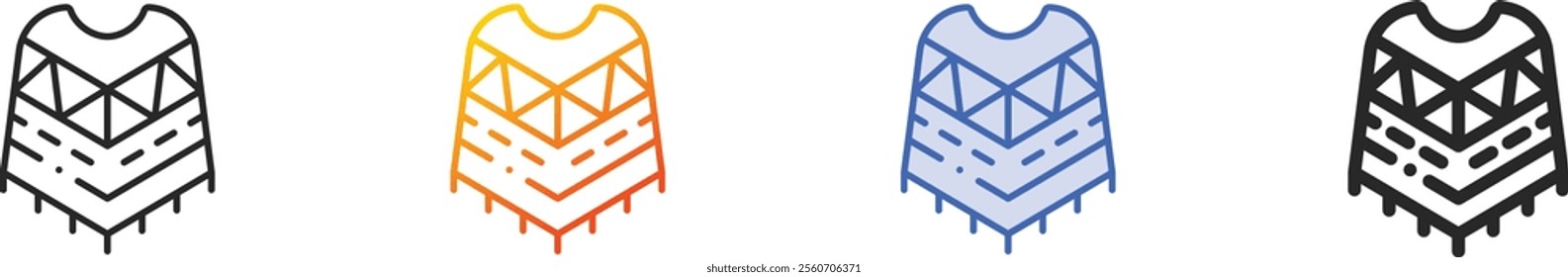 poncho icon.Thin Linear, Gradient, Blue Stroke and bold Style Design Isolated On White Background