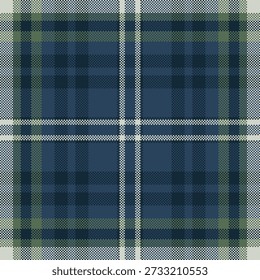 Xadrez de textura padrão Poncho, vetor têxtil sem costura dos anos 40. Incrível tartan verificar fundo de tecido em ciano e paleta de cores escuras.