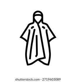 poncho capa de chuva ícone vetor. sinal de capa de chuva poncho. símbolo de contorno isolado ilustração preta