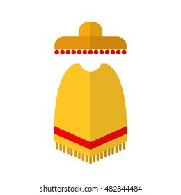 poncho and sombrero. vector illustration