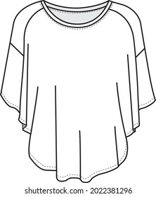Poncho style technical fashion vector illustration.