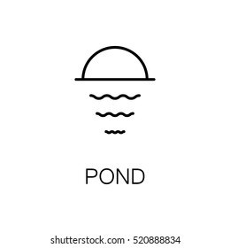 Pond flat icon. Single high quality outline symbol of outdoor activity for web design or mobile app. Thin line signs of water and sun for design logo, visit card, etc. Outline pictogram of pond