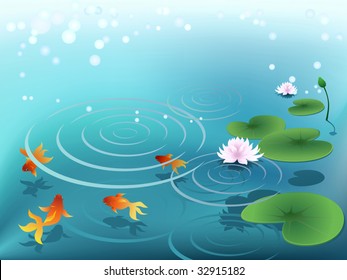 Pond with goldfish