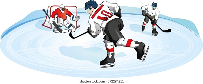 Pond hockey vector illustration