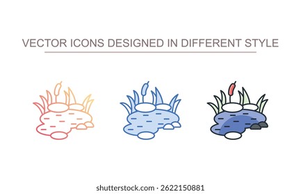Design de ícone de lagoa com ilustração de estoque de fundo branco