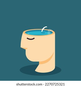 A pond inside an abstract head. Isolated Vector Illustration