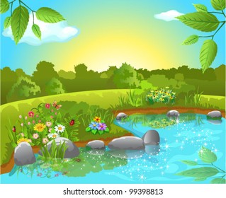 pond in natural background