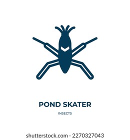 pond skater vector icon. pond skater, surface, cartoon filled icons from flat insects concept. Isolated black glyph icon, vector illustration symbol element for web design and mobile apps