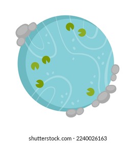 Pond with stones flat icon Architectural and landscape elements. Vector illustration