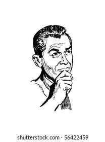 Pondering Man - Retro Clip Art