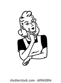 Pondering Woman - Retro Clip Art