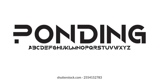 Ponding, Modern abstract digital tech font. Logo creative font, type, technology, movie, digital, music, movie. Font and illustration in vector format.
