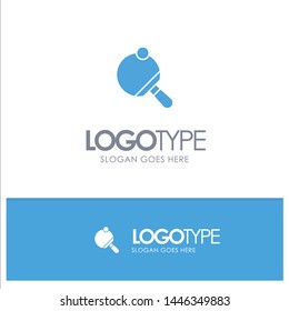 Pong, Racket, Table, Tennis Blue Solid Logo with place for tagline