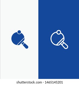 Pong, Racket, Table, Tennis Line and Glyph Solid icon Blue banner Line and Glyph Solid icon Blue banner. Vector Icon Template background