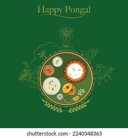 diseño vectorial de tarjeta de festival pongal