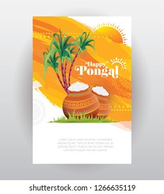 Pongal Festival Greeting Background Design Vector Illustration