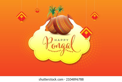 Pongal Festival Greeting Background Template Design Vector Illustration
