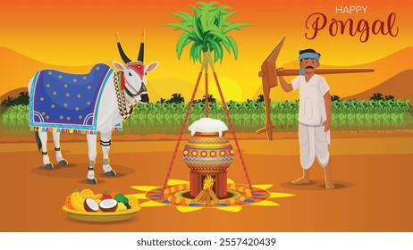 Pongal festival Tamil Nadu, Happy Pongal Holiday Harvest Festival of Tamil Nadu South India 