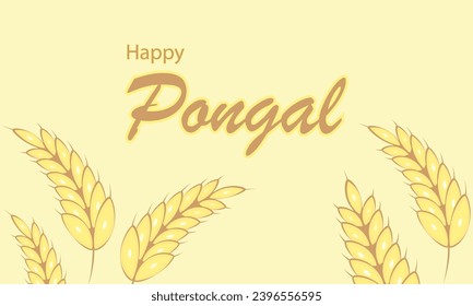Pongal Happy Holiday Harvest Festival India wheat, vector art illustration.