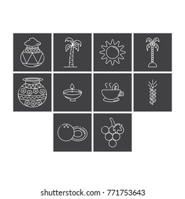 pongal icon set flat black