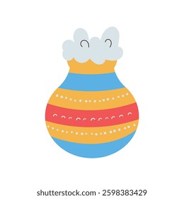 Pongal pot vector cartoon frame illustration on the white background
