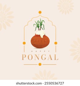 Pongal, the religious festival of South India. Pongal design elements with Happy Pongal typography