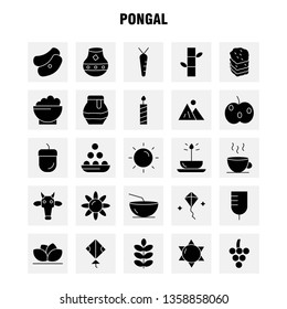 Pongal Solid Glyph Icon Pack For Designers And Developers. Icons Of Flower, Herbal, Lily, Lotus, Spa, Bamboo, Beauty, Spa, Vector