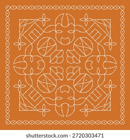 Pongal special pulli kolam, dotted rangoli. Indian Traditional home decor folk art vector illustration.