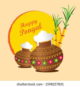 Pongal wishes illustration vector design