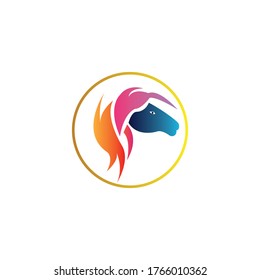 ponny horse colorful logo circle design vector