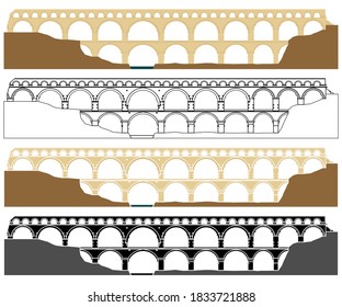 Pont du Gard, aqueduct in France svg