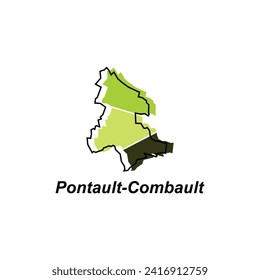 Mapa de Pontauit Combault. mapa vectorial de la capital francesa Diseño colorido del país, plantilla de diseño de ilustración sobre fondo blanco