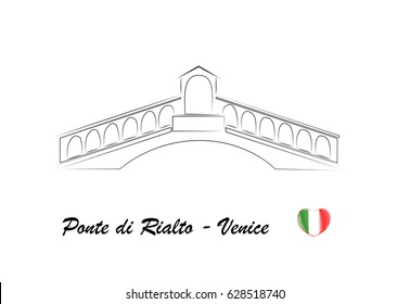 Ponte di Rialto, Venice, Italy, minimal vector illustration