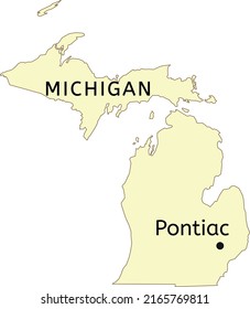 Pontiac city location on Michigan map