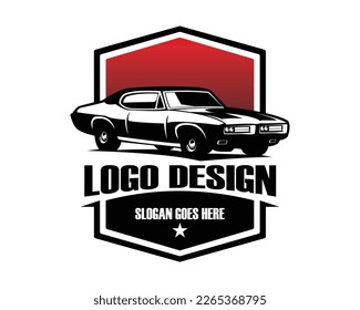 Pontiac gto judge car vector design silhouette. isolated white background view from side. Best for badge, emblem, icon, sticker design, car industry. vector illustration available in eps 10.