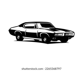 Pontiac gto judge car vector design silhouette. isolated white background view from side. Best for badge, emblem, icon, sticker design, car industry. vector illustration available in eps 10.