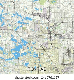 Pontiac, Michigan, United States map poster art