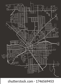 Pontiac, Michigan, United States urban city map with roads and lanes, town center and periphery, downtown and suburbs, minimalist wall poster, road network, city footprint plan