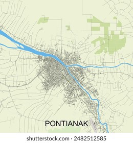 Pontianak, Indonesia map poster art