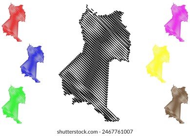 Ponto Belo municipality (Espírito Santo state, Municipalities of Brazil, Federative Republic of Brazil) map vector illustration, scribble sketch Ponto Belo map