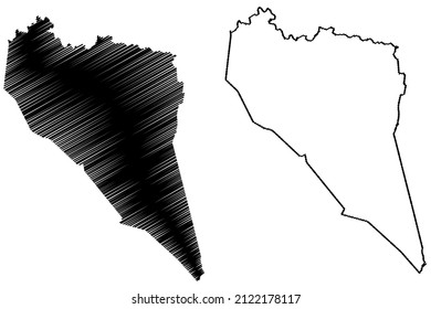 Ponto Novo municipality (Bahia state, Municipalities of Brazil, Federative Republic of Brazil) map vector illustration, scribble sketch Ponto Novo map