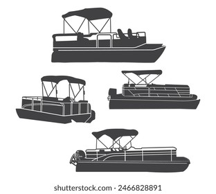 Pontoon Boat 4 Design, Pontoon Boat Clipart, Pontoon Boat Vector,