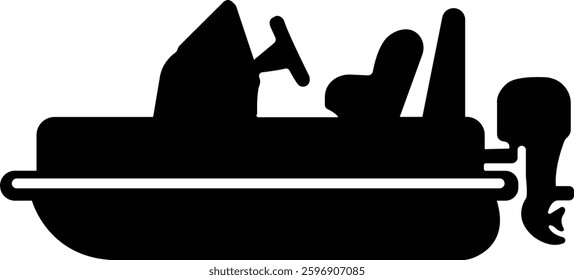 Pontoon boat icon.Passenger transportation canopy marine leisure activity.Water transport ship vessel sea ocean river comfortable cruise recreation.boat Vector Illustrations for Design.