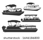 Pontoon Boat Vector Bundle Symbol