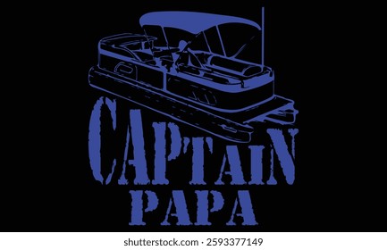 Pontoon Grandpa Captain Funny Boating Fathers Day Gift T-Shirt, Pontoon Captain 4th of July Pontoon Boat T-Shirt Design.